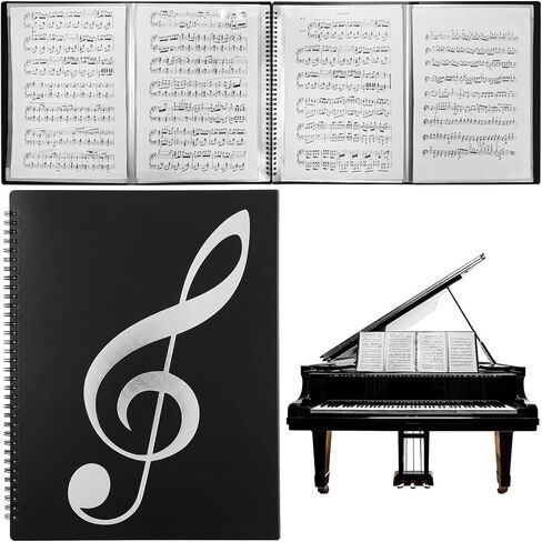 4 Page Expand Sheet Music Folder, 60 Pockets Music Binder for 8.5 x 11 Letter Size, Write Directly on Pages for Piano, Choir & Band in Kuwait