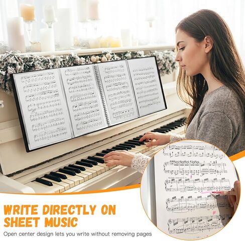 4 Page Expand Sheet Music Folder, 60 Pockets Music Binder for 8.5 x 11 Letter Size, Write Directly on Pages for Piano, Choir & Band in Kuwait