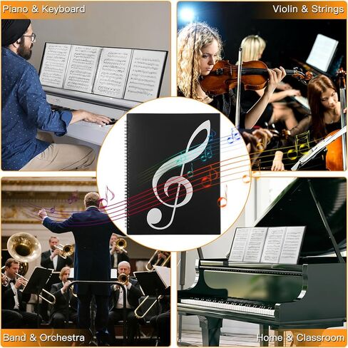 4 Page Expand Sheet Music Folder, 60 Pockets Music Binder for 8.5 x 11 Letter Size, Write Directly on Pages for Piano, Choir & Band in Kuwait
