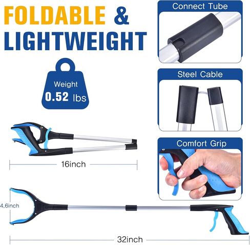 Matthew 2-Pack Grabber Reacher Tool, 32" Foldable Pick Up Stick Grabbers for Seniors, Lightweight Leaf Trash Picker Upper Grabber Tool, Surgery Recovery Gifts Elderly Must Haves in Kuwait