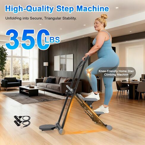 OVER SELF Steppers for Exercise at Home, Stair Stepper with Handlebar for Full-Body Workout, for Compact Folding Stair Climber with Adjustable Handlebar/Pedal, 350lbs Weight Capacity, Knee-Friendly in Saudi Arabia