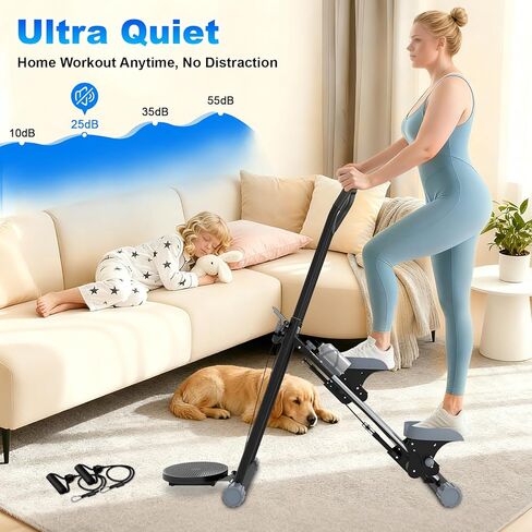 OVER SELF Steppers for Exercise at Home, Stair Stepper with Handlebar for Full-Body Workout, for Compact Folding Stair Climber with Adjustable Handlebar/Pedal, 350lbs Weight Capacity, Knee-Friendly in Saudi Arabia