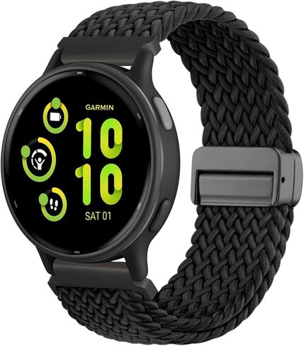 نطاقات ساعة مضفر متوافقة مع Garmin Vivoactive 5/ Vivoactive 3،20mm حلقة مغناطيسية نايلون النايلون in Kuwait