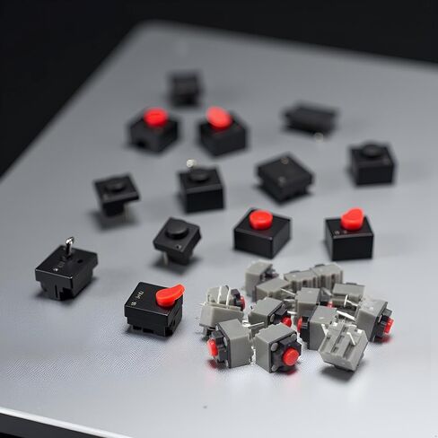 5 قطعة زر كتم الصوت 6x6x7.3 مللي متر مربع التبديل زر التبديل الصامت مايكرو 10 مليون ماوس مفاتيح صناعية صغيرة (رمادي ، أسود ، أحمر) in Kuwait