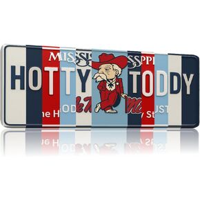 Ole Miss Rebels Hotty Toddy License Plate Sign - Metal Wall Art 16x6 Inch Aluminum - Navy Red - SEC Fan Cave Dorm Room Decor - UV-Resistant Ready to Hang College Wall Sign in Saudi Arabia