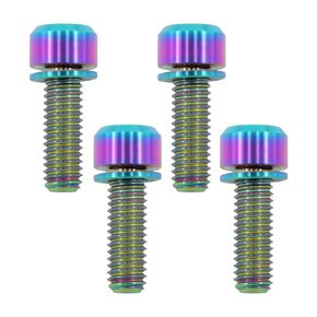 4 قطع من مسامير التيتانيوم M6X18mm مع حلقات، تصميم خفيف الوزن | مثالية للبيئات الرطبة/المالحة، مسامير سداسية M6 للدراجات النارية ومسامير MTB (أزرق محروق) in Kuwait