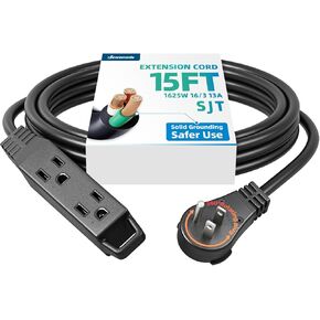 DEWENWILS 1FT 360° Rotating Flat Plug Extension Cord, 3 Prong Thin Power Strip, 16/3C 13A/125V/1625W, Rotating Plug for Indoor Narrow Space, SJT-3, ETL Listed, White, 2 Pack in Kuwait