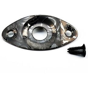 Stainless Steel Engraved Output Jackplate Electric Guitar Input Jack Plate Jack Ferrule - Oval Curved Football Shape Compatible with Fender Strat Tele Guitar Replacement Parts Chrome in Kuwait