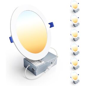 6 عبوات من مصابيح السقف LED مقاس 7 بوصات من Ensenior، قابلة للتعتيم، 2700K-5000K 5CCT، 1600LM 15W 120V، إضاءة سفلية من الرقاقة عالية السطوع - ETL&FCC&IC in Kuwait