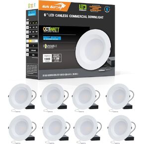 إضاءة LED غائرة 6 بوصة 120-277 فولت مع J-Box، القوة الكهربائية القابلة للتعديل 12/16/20 وات، 3 ألوان قابلة للاختيار 3000 كلفن-5000 كلفن، 0-10 فولت قابلة للتعتيم، تصنيف IC، إضاءة سفلية LED بدون غطاء، مدرج في قائمة UL -8 PK in Kuwait