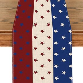 Patriotic Table Runner 4th of July Decor & Memorial Day Decor in Red White and Blue American Flag Design Independence Day Table Runner for Kitchen, Dining, Home Party in Kuwait