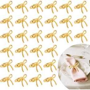 30 Pcs Gold Bow Napkin Rings, Metal Butterfly Napkin Holders Elegant Ring Holders for Dinner Wedding Party Banquet Table Decorations in Saudi Arabia