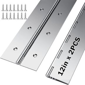 2Pcs Heavy Duty Piano Hinge 36'' x 2'' Open Width, 0.060'' Leaf Thickness Stainless Steel Continuous & Piano Hinge for Folding Furniture, Cabinet, Storage, Heavier Doors and Lids (Silver) in Saudi Arabia