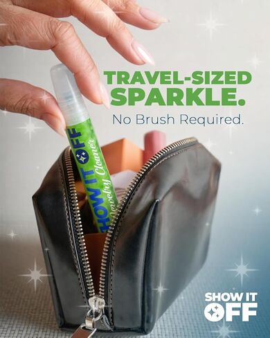 Show It Off Jewelry Cleaner Spray 10ml - Liquid Jewelry Cleaner Solution for Gold, Silver, Diamonds & Gemstones - No Rinse Required - Travel-Ready Spray - 1 Pack in Saudi Arabia