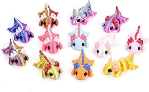 FUNKY STORE 12Pcs Flexible 3D Printed Axolotl Fidget Toys, Adorable Articulated Mini Salamanders for Stress Relief, Play, and Display in Saudi Arabia