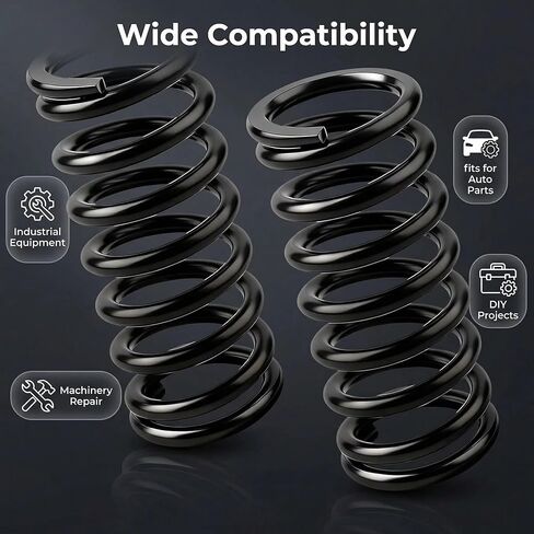 2 Pack Black Compression Springs, 1.7" OD x 1.25" ID x 3.9" Free Length, 1/4" (218 Gauge) Wire Diameter, 163 lbs/in Spring Rate Heavy Duty Coil Springs in Kuwait