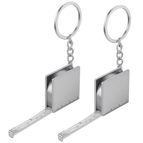 2 PCS Keychain Tape Measure Keychain Metal, Metric Scales Silver Retractable Easy Reading Stainless Steel Mini Tape Measure Mini Engineer for Party Favors Gift Bag Fillers Prize in Kuwait