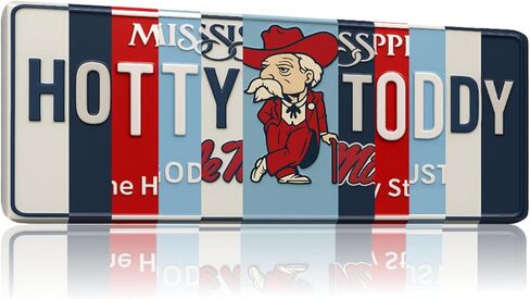 لافتة لوحة ترخيص Ole Miss Rebels Hotty Toddy - لوحة فنية جدارية معدنية مقاس 16 × 6 بوصة من الألومنيوم - أحمر داكن - ديكور غرفة النوم في كهف مروحة SEC - مقاومة للأشعة فوق البنفسجية جاهزة للتعليق على جدار الكلية in Kuwait