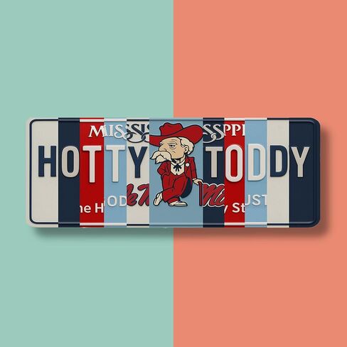 لافتة لوحة ترخيص Ole Miss Rebels Hotty Toddy - لوحة فنية جدارية معدنية مقاس 16 × 6 بوصة من الألومنيوم - أحمر داكن - ديكور غرفة النوم في كهف مروحة SEC - مقاومة للأشعة فوق البنفسجية جاهزة للتعليق على جدار الكلية in Kuwait