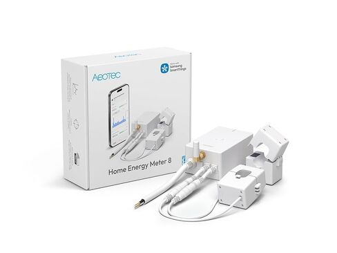 Aeotec Home Energy Meter 8 - مراقبة الكهرباء الذكية - تتبع الاستخدام والإنتاج في الوقت الحقيقي - Z-Wave طويل المدى - مستشعر تثبيت 2x200A - يدعم الطاقة على مرحلتين - SmartThings - HomeAssistant in Kuwait