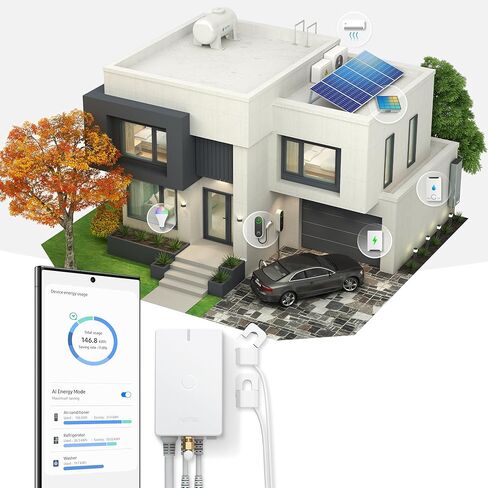 Aeotec Home Energy Meter 8 - مراقبة الكهرباء الذكية - تتبع الاستخدام والإنتاج في الوقت الحقيقي - Z-Wave طويل المدى - مستشعر تثبيت 2x200A - يدعم الطاقة على مرحلتين - SmartThings - HomeAssistant in Kuwait