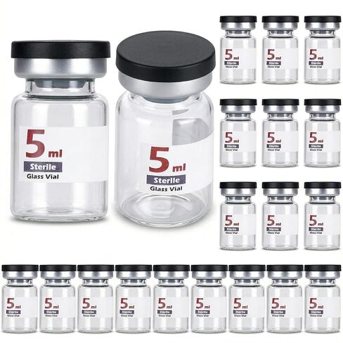 20 Pack 5ml Sterile Vials for Injections, Self-Healing Port, Empty Vials for Injection with Aluminum Flip Off Cap, Autoclavable Borosilicate Glass Vials for Batch Storage, Powder & Essential Oils in Kuwait