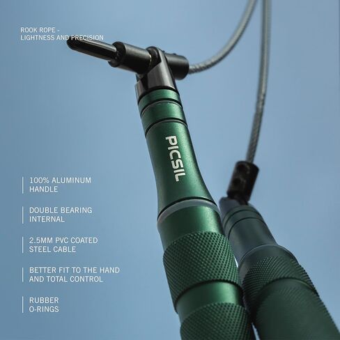 PICSIL - Rook Skipping Rope | Aluminium Handle & PVC Coated Steel Cable | Ideal for Cross-training & Boxing | Double Unders & Smooth Rotation | Adjustable for Adults & Kids | in Saudi Arabia