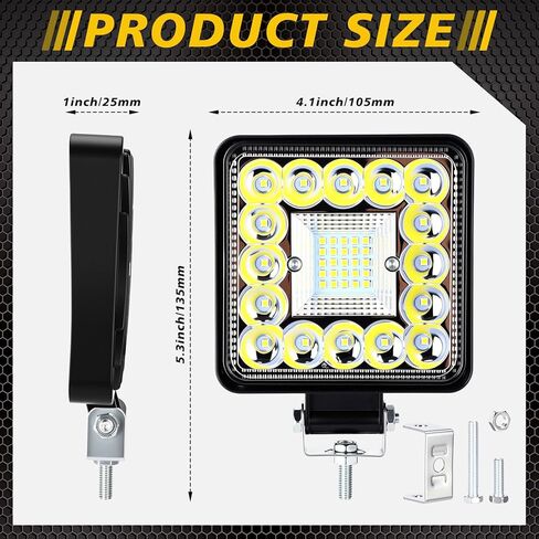 12 Pcs 4 Inch LED Truck Work Lights, 123w 3200lm Spot Beam LED Light Pods 9-30v, Off Road Light Bar for Tractor ATV SUV Utv Rv Boat Pickup Golf Cart Lawn Mower Snowblower in Kuwait