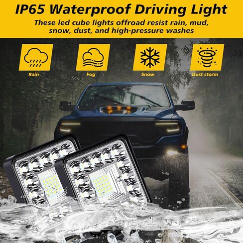 12 Pcs 4 Inch LED Truck Work Lights, 123w 3200lm Spot Beam LED Light Pods 9-30v, Off Road Light Bar for Tractor ATV SUV Utv Rv Boat Pickup Golf Cart Lawn Mower Snowblower in Kuwait