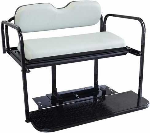 Buggies Unlimited Rear Flip Seat for Yamaha G14-G22 Golf Cart | Folding Steel Frame Rear Back Seat Kit | Ivory Cushions | Compatible with G14, G16, G19, G20, G21, and G22 Models in Kuwait