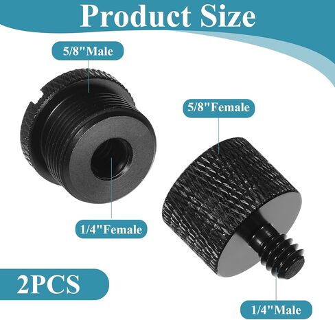 2 حزمة محول حامل ميكروفون 5/8 إلى 1/4 و1/4 إلى 5/8 محول برغي، سبائك الألومنيوم ميكروفون ترايبود محولات حامل الكاميرا ملحقات حامل الميكروفون in Kuwait