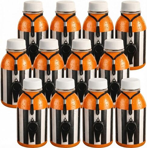 Vinsot 12 Pack Basketball Water Bottles Bulk 13 oz Basketball Party Favors Team Water Bottles with Referee Sticker & Whistle, Reusable Plastic Juice Bottle for Team Gifts & End of Season Sport Party in Kuwait