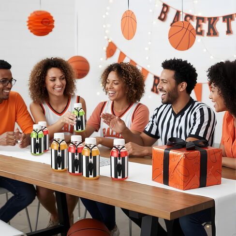 Vinsot 12 Pack Basketball Water Bottles Bulk 13 oz Basketball Party Favors Team Water Bottles with Referee Sticker & Whistle, Reusable Plastic Juice Bottle for Team Gifts & End of Season Sport Party in Kuwait
