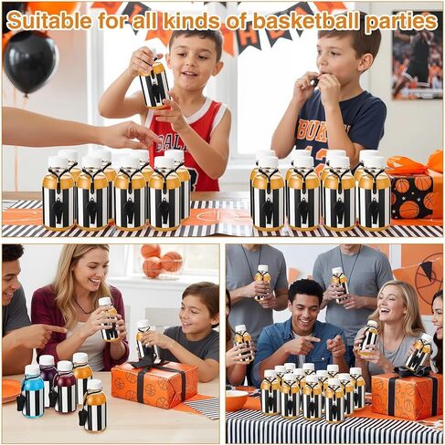 Vinsot 12 Pack Basketball Water Bottles Bulk 13 oz Basketball Party Favors Team Water Bottles with Referee Sticker & Whistle, Reusable Plastic Juice Bottle for Team Gifts & End of Season Sport Party in Kuwait