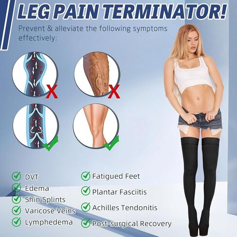 20-30 mmHg Compression Stockings for Women & Men,Thigh High Medical Compression Socks,Support Graduated Compression Hose Sock for Treatment Varicose Veins Swelling-Closed Toe/Open Toe/Footless in Saudi Arabia