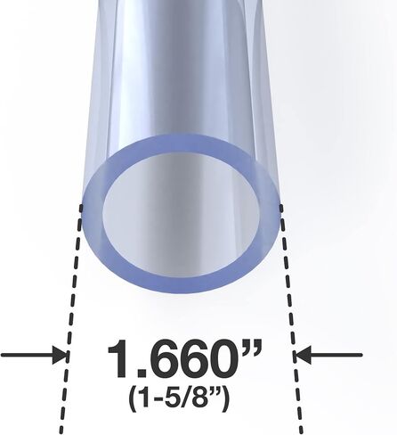 أنبوب PVC FORMUFIT، مقاس 1-1/4 بوصة، (1.660 بوصة OD فعلي) درجة الأثاث Sch 40، الأشعة فوق البنفسجية الشفافة، بطول 40 بوصة، أنبوب شفاف هيكلي صلب DIY للحرف اليدوية والشاشات وأحواض السمك والمشروعات المخصصة - P114FGP-UV-40 in Kuwait