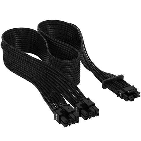 كابل Corsair Premium 600W PCIe 5.0 / Gen 5 12VHPWR PSU - يناسب وحدات PSU من النوع 4 عبر PCIe مزدوج 8-pin - موصل 12+4pin - غلاف باراكورد شبكي - أسود in Saudi Arabia