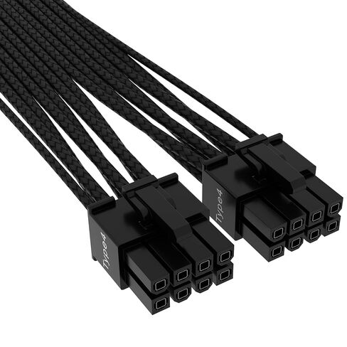 كابل Corsair Premium 600W PCIe 5.0 / Gen 5 12VHPWR PSU - يناسب وحدات PSU من النوع 4 عبر PCIe مزدوج 8-pin - موصل 12+4pin - غلاف باراكورد شبكي - أسود in Saudi Arabia