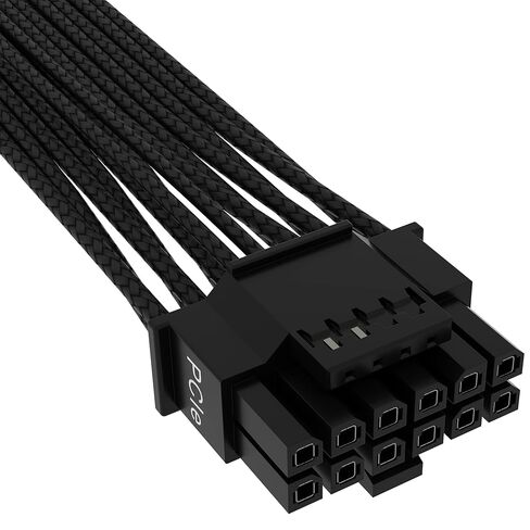 كابل Corsair Premium 600W PCIe 5.0 / Gen 5 12VHPWR PSU - يناسب وحدات PSU من النوع 4 عبر PCIe مزدوج 8-pin - موصل 12+4pin - غلاف باراكورد شبكي - أسود in Saudi Arabia