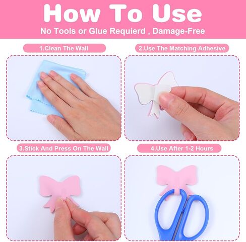 6 Pcs Metal Pink Bow Wall Hooks, Strong Adhesive Pink Bow Hanger for Wall Bows Knot Walls Hooks Bows Bathroom Decor Cute Towel Coat Hangers for Bathroom Bedroom Kitchen Office in Kuwait