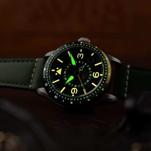 ساعة AVI-8 للرجال 40 ملم Flyboy Airmaster GMT أوتوماتيكية بحزام جلدي AV-4128 in Kuwait