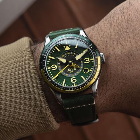 ساعة AVI-8 للرجال 40 ملم Flyboy Airmaster GMT أوتوماتيكية بحزام جلدي AV-4128 in Kuwait