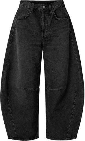 EXLURA Womens Barrel Jeans Wide Leg Y2K Boyfriend Denim Pants Hip Hop Vintage Baggy Jeans Cotton Mid-Low Elastic Waist Pants in Saudi Arabia