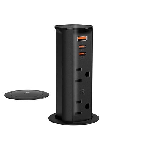 ANNQUAN منفذ منبثق موفر للمساحة مقاس 2 بوصة للكونترتوب مع منافذ USB PD20W، ومنفذين مقاومين للعبث، ومقبس منبثق مقاوم للرذاذ، وحلقة طاقة للمكتب للمنزل والمكتب والمطبخ باللون الأبيض (قائمة ETL) in Kuwait