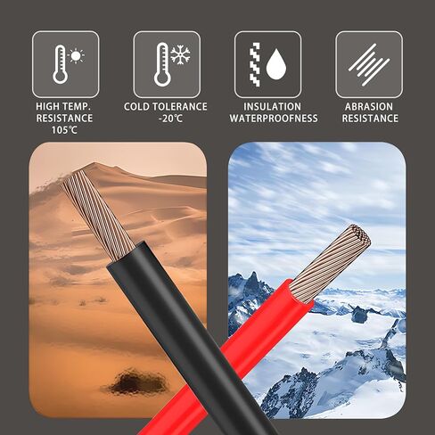 22 Gauge Flexible Electrical Wire 25FT Black and 25FT Red Extension Cable 22AWG Stranded Oxygen Free Copper Wire for Automotive Solar Panel led Lamps Strip Lighting Marine Boat Battery(22/2-25FT) in Kuwait
