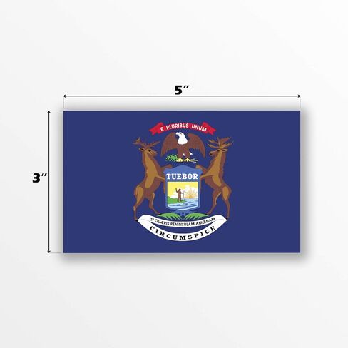 2-Pack Michigan State Flag Decal Stickers | Official Flag of Michigan Stickers | 5-Inches by 3-Inches | Premium Quality Vinyl | PD328 in Kuwait