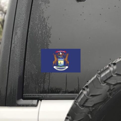 2-Pack Michigan State Flag Decal Stickers | Official Flag of Michigan Stickers | 5-Inches by 3-Inches | Premium Quality Vinyl | PD328 in Kuwait