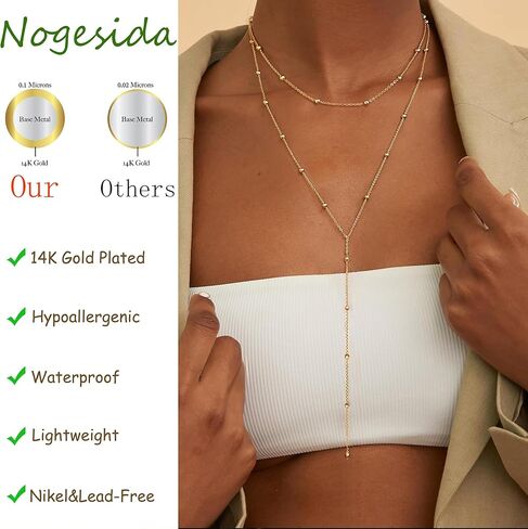 14k Gold Plated Long Necklaces for Women Dainty Lariat Y Body Chain Necklace Trendy Statement Drop Pendant Necklace Fashion Accessories Charm Hoco Christmas Jewelry Gift in Saudi Arabia