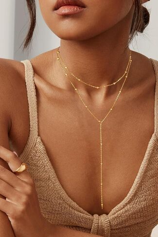 14k Gold Plated Long Necklaces for Women Dainty Lariat Y Body Chain Necklace Trendy Statement Drop Pendant Necklace Fashion Accessories Charm Hoco Christmas Jewelry Gift in Saudi Arabia