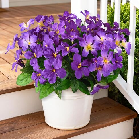 Homsunny Artificial Flowers for Outdoor, 6PCS Fake Silk Flowers UV Resistant, Realistic Faux Plants Flowers for Front Door Porch Planter Patio Yard Garden Spring Decor in Saudi Arabia
